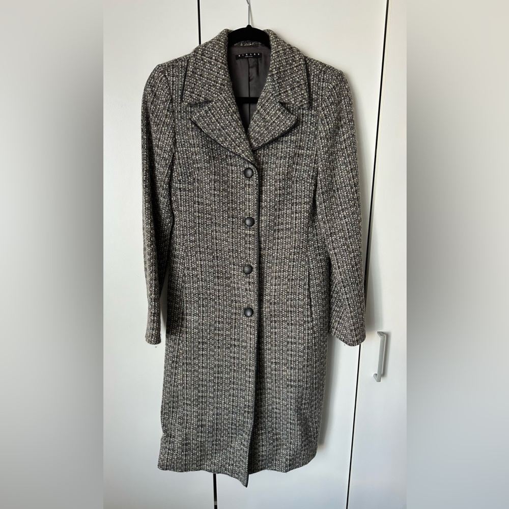 Women's Gray Tweed Wool Taglia Sisley Lapel Coat